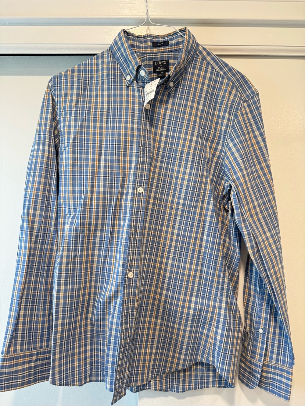 J. Crew Blue and White Plaid Button-Down Shirt